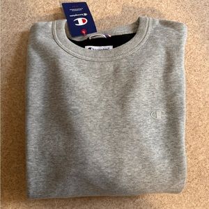 Mens Champion Oxford Grey Fleece Crewneck Pullover New Medium